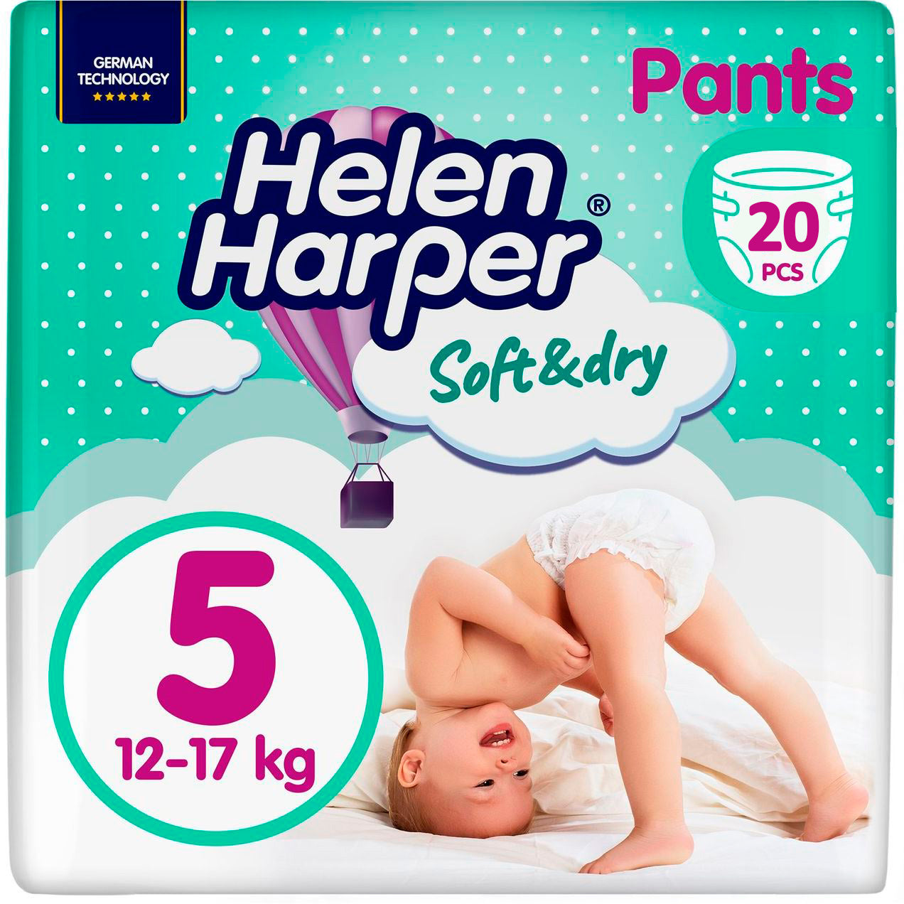 Helen Harper Soft & Dry Size 5 Baby Pull-Up Diaper Pants, 12-17 kg, 20 pcs