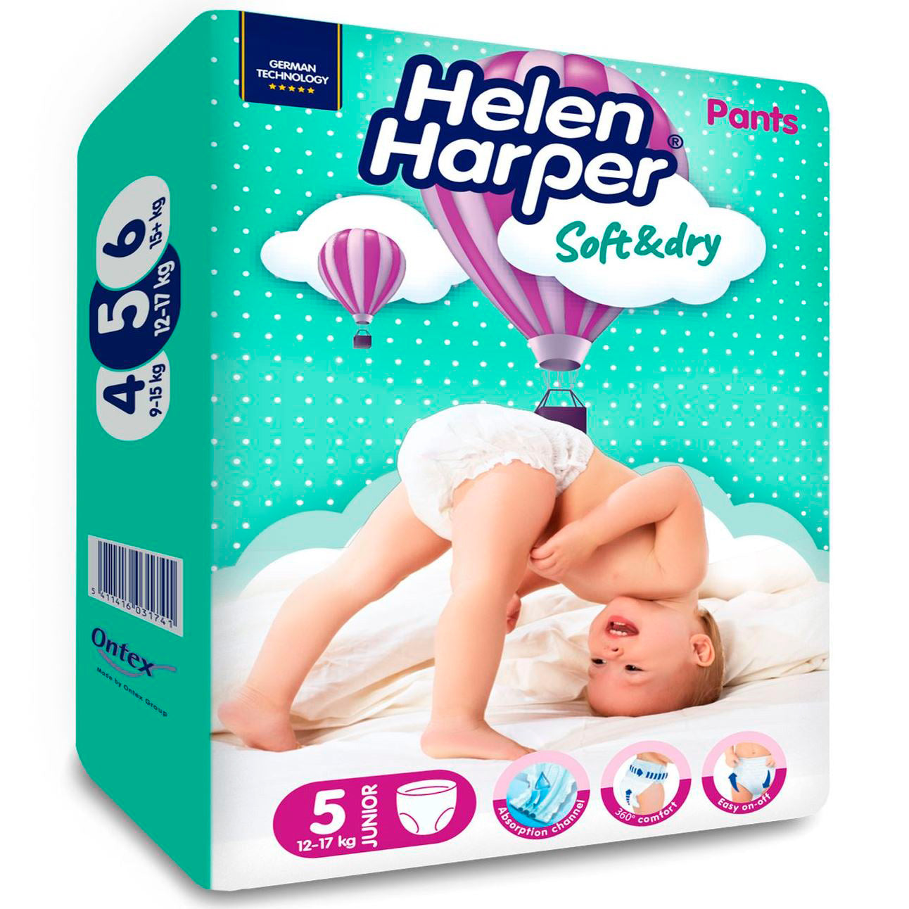 Helen Harper Soft & Dry Size 5 Baby Pull-Up Diaper Pants, 12-17 kg, 20 pcs - Image 2