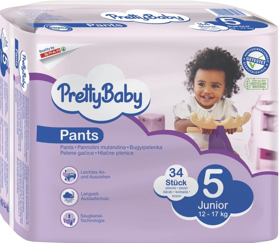 Pretty Baby Size 5 Baby Pull-Up Diaper Pants, 12-17 kg, 34 pcs