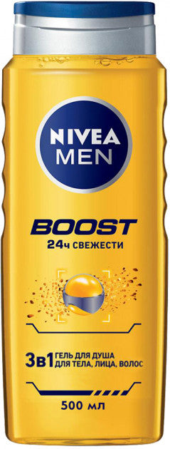 Nivea Men Boost 3-in-1 Shower Gel for Body, Face & Hair, 500 mL