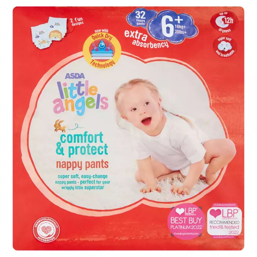 Asda Little Angels Comfort & Protect 6+ Baby Pull-Up Diaper Pants, 16+ kg, 32 pcs - Image 2