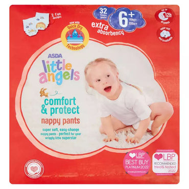 Asda Little Angels Comfort & Protect 6+ Baby Pull-Up Diaper Pants, 16+ kg, 32 pcs - Image 2