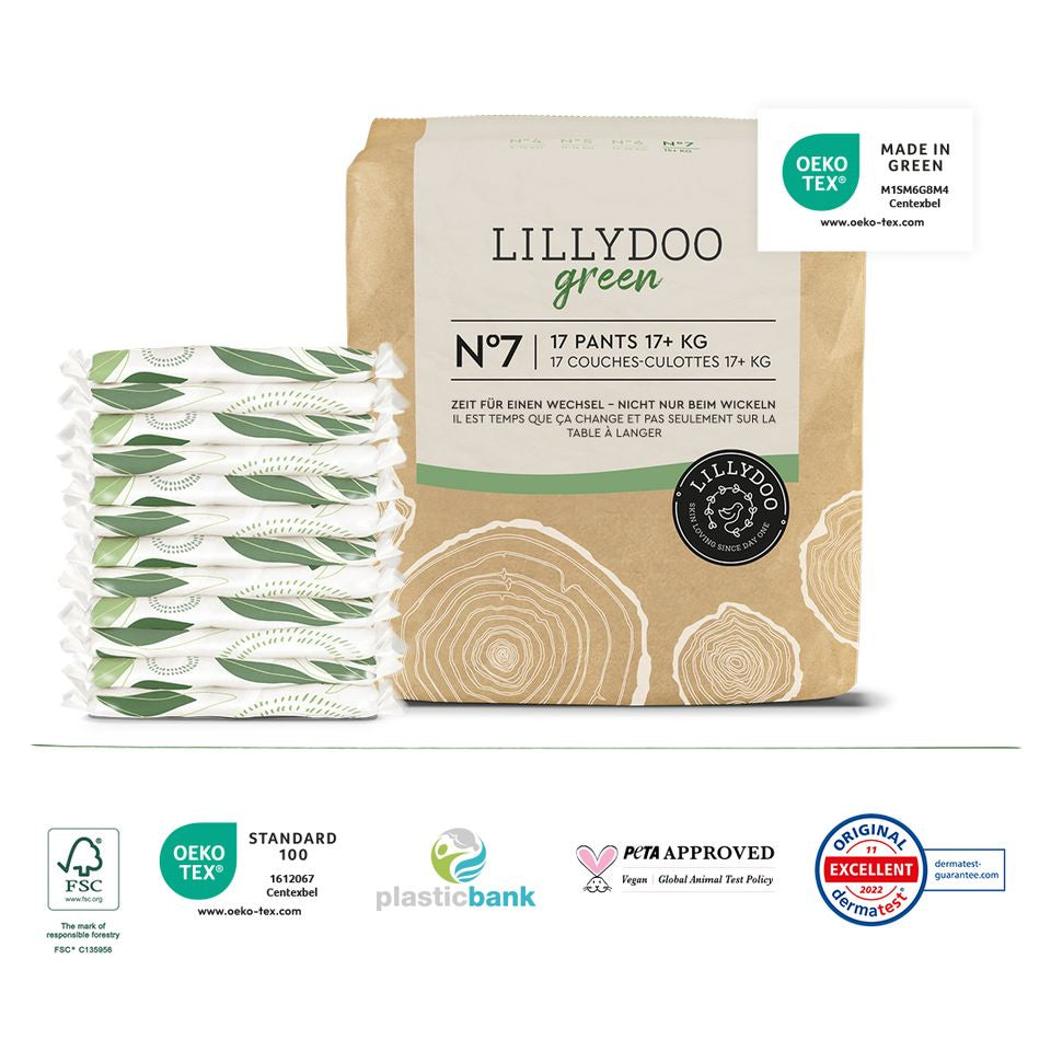 Lillydoo Green 7 Eco Baby Pull-Up Diaper Pants, 17+ kg, 17 pcs - Image 2