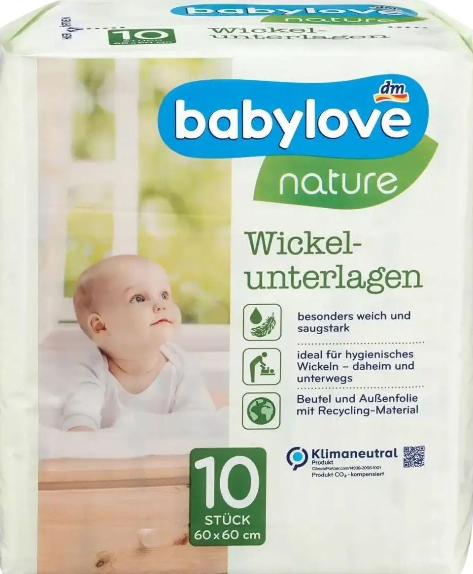 Babylove Nature Baby Underpads, 60 x 60 cm, 10 pcs