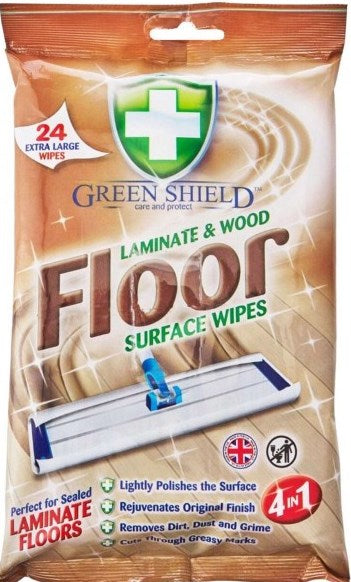 Green Shield Laminate & Wood Floor Cleaning Wipes, 24 pcs