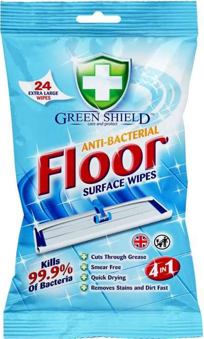 Green Shield Antibacterial Floor Cleaning Wipes, 24 pcs