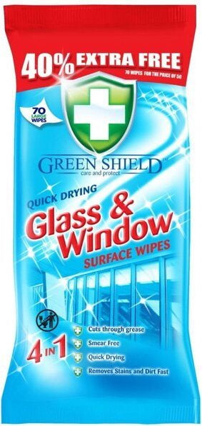 Green Shield Glass & Mirror Cleaning Wipes, 70 pcs