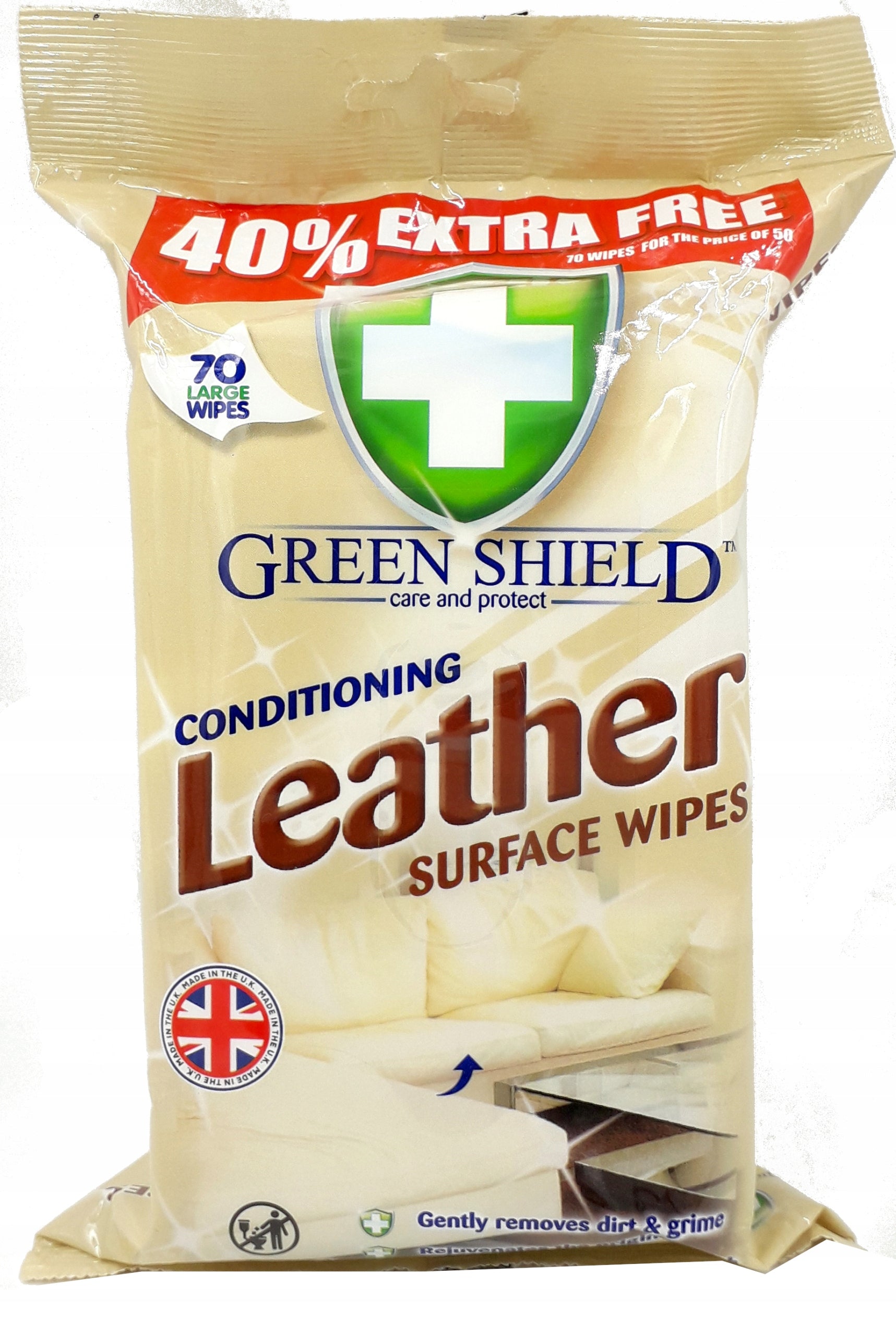 Green Shield Leather Surface Cleaning Wipes, 70 pcs - Image 2