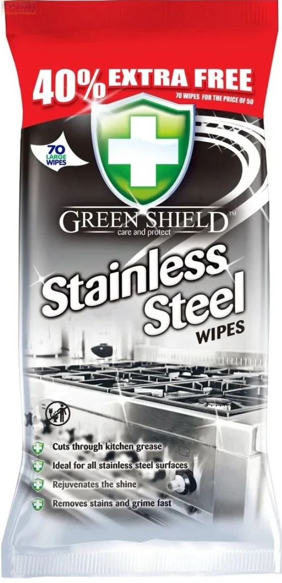 Green Shield Stainless Steel Surface Cleaning Wipes, 70 pcs