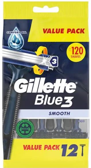 Gillette Blue 3 Smooth Men's Disposable Razors, 12 pcs