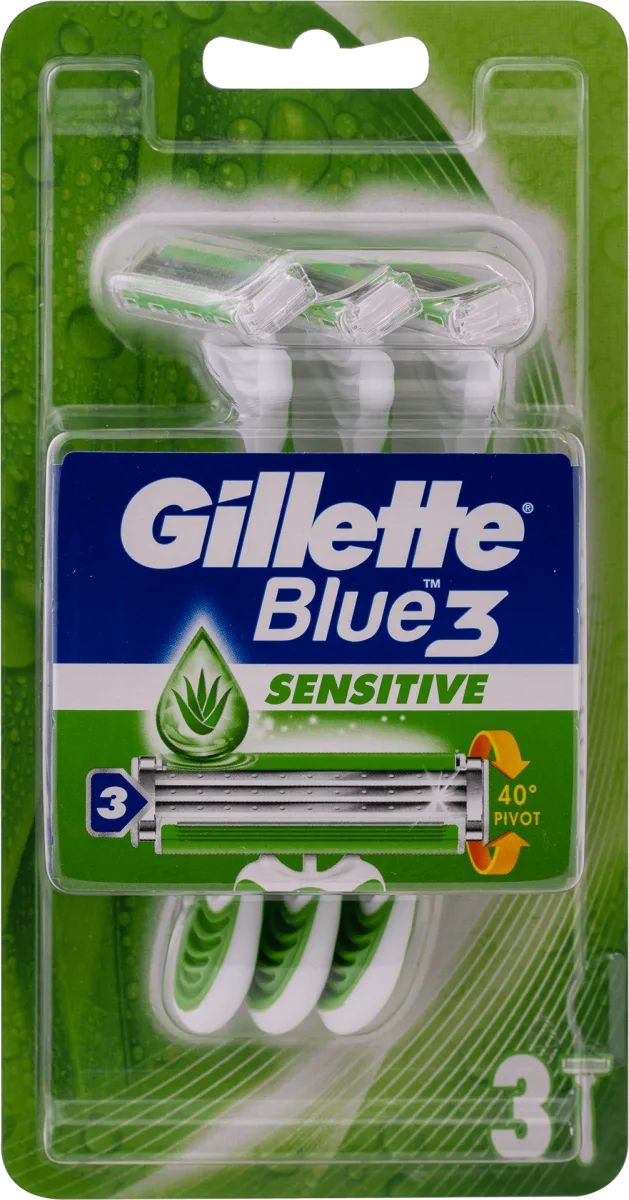 Gillette Blue 3 Sensitive Men's Disposable Razors, 3 pcs