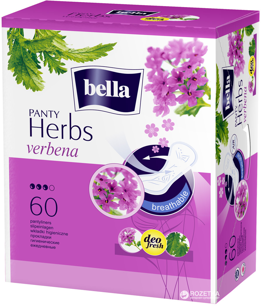 Bella Panty Herbs Verbena Panty Liners, 60 pcs