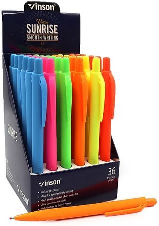 Vinson Sunrise P12C Blue Retractable Oil-Based Pen