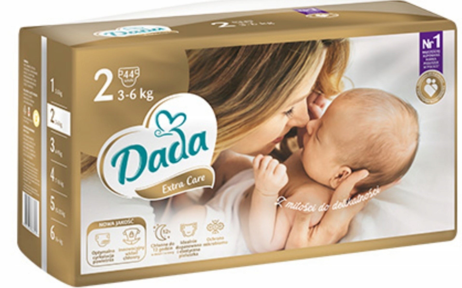 Dada Extra Care Size 2 Baby Diapers, 44 pcs, 3-6 kg