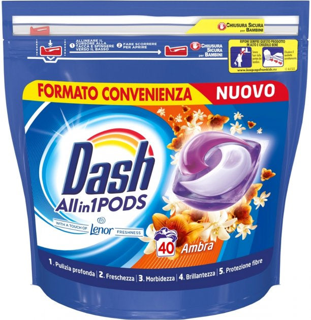 Dash Ambra Laundry Detergent Pods, 40 pcs, 1 pcs, Priced per Piece