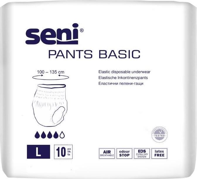 Seni Basic Large Adult Pull-Up Incontinence Pants, 100-135 cm, 10 pcs