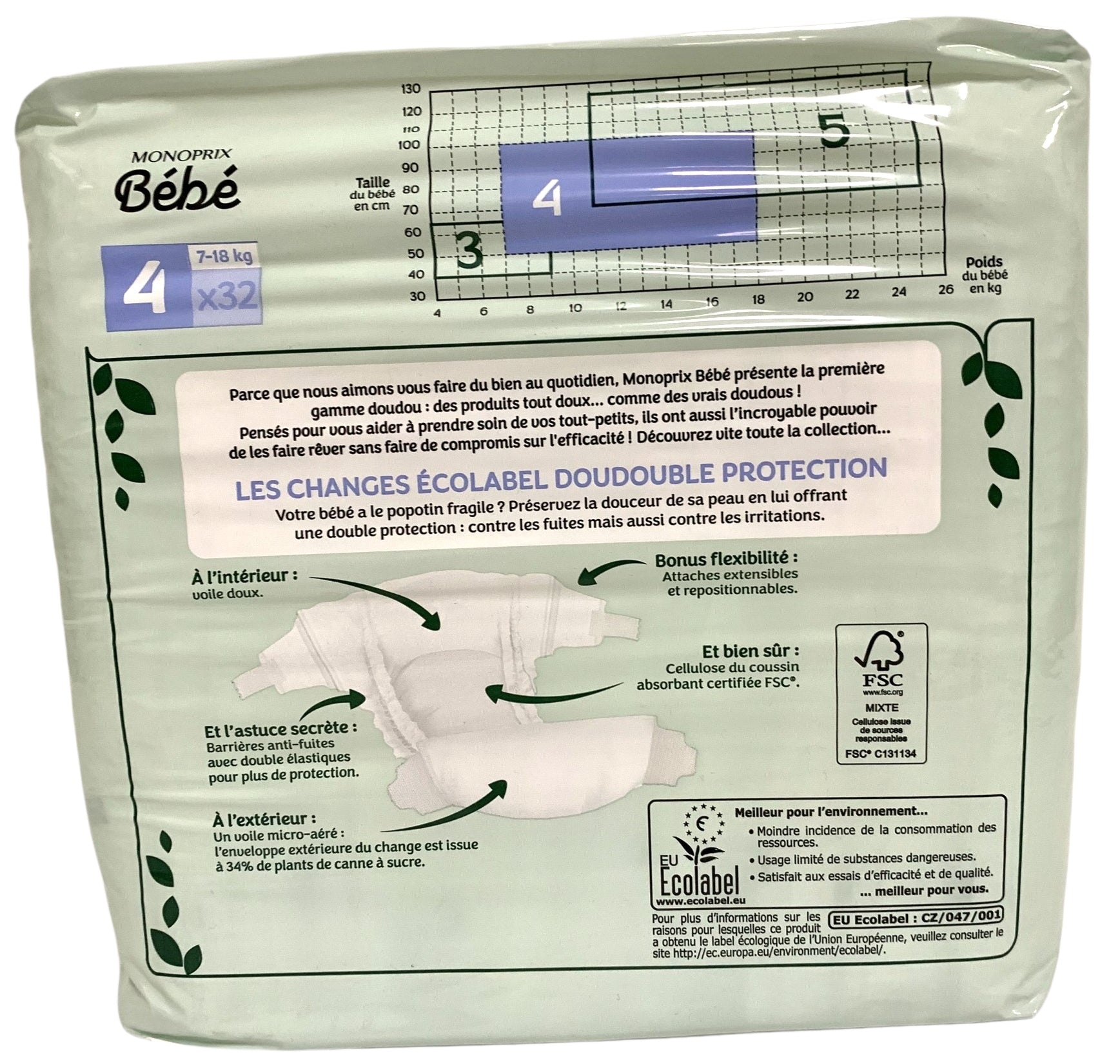 Monoprix Bebe Size 4 Baby Diapers, 32 pcs, 7-18 kg - Image 2