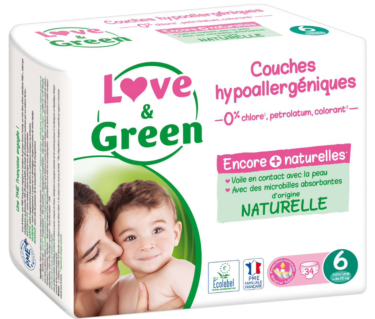 Love & Green Eco Naturelle Size 6 Baby Diapers, 34 pcs, 15+ kg