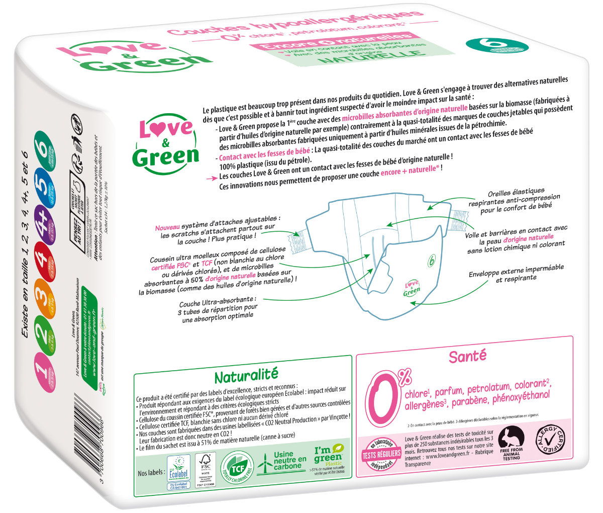 Love & Green Eco Naturelle Size 6 Baby Diapers, 34 pcs, 15+ kg - Image 2