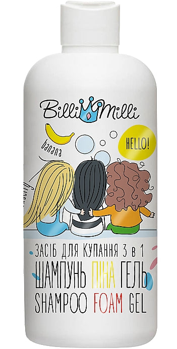 Billi Milli Banana & Strawberry 3-in-1 Kids Bath Wash, 500 mL