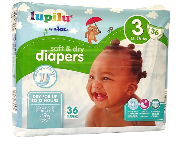 Lupilu Soft & Dry 3 Baby Diapers, 36 pcs, 7-13 kg