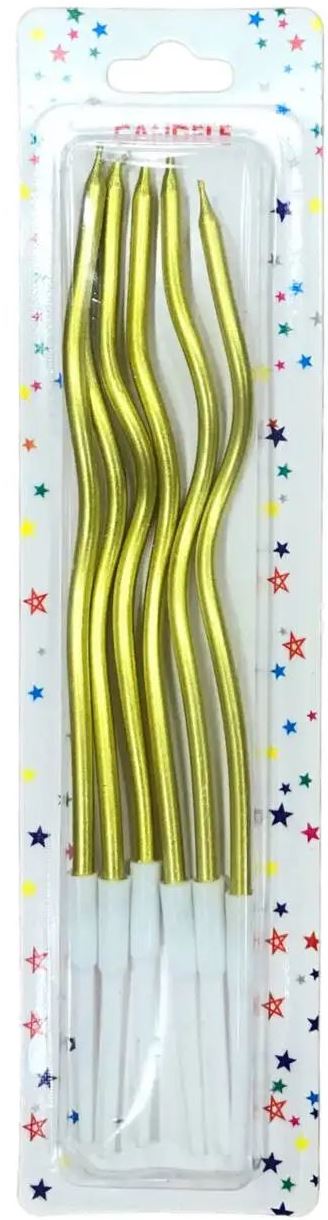 408-2 Gold Spiral Cake Candles, 15 cm, 6 pcs