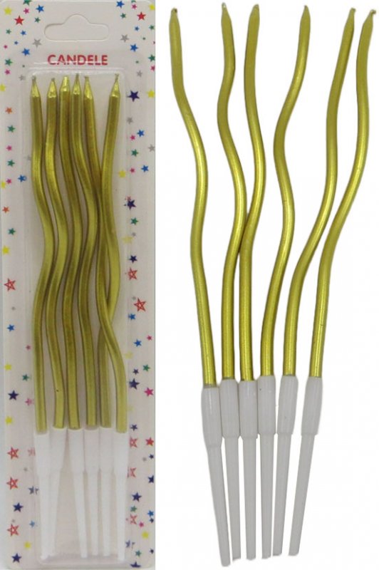 408-2 Gold Spiral Cake Candles, 15 cm, 6 pcs - Image 2