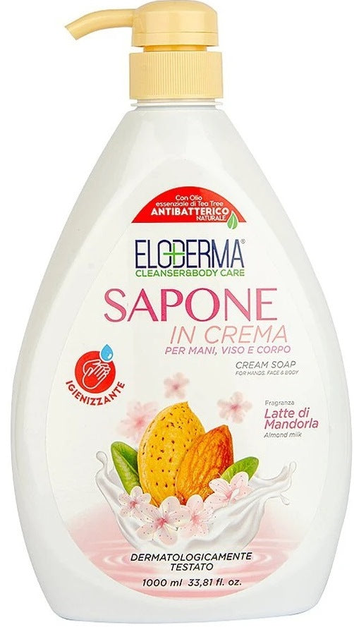Eloderma Almond Milk Antibacterial Liquid Cream Soap with Pump, 1 L