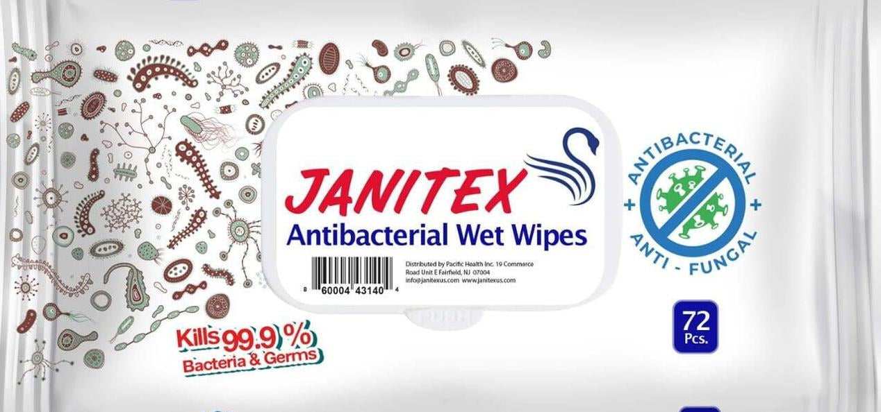 Janitex Antibacterial with Lid Disinfecting Wet Wipes, 72 pcs