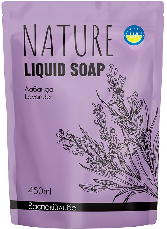 Bioton Cosmetics Nature Lavender Liquid Soap Refill Pouch, 450 mL