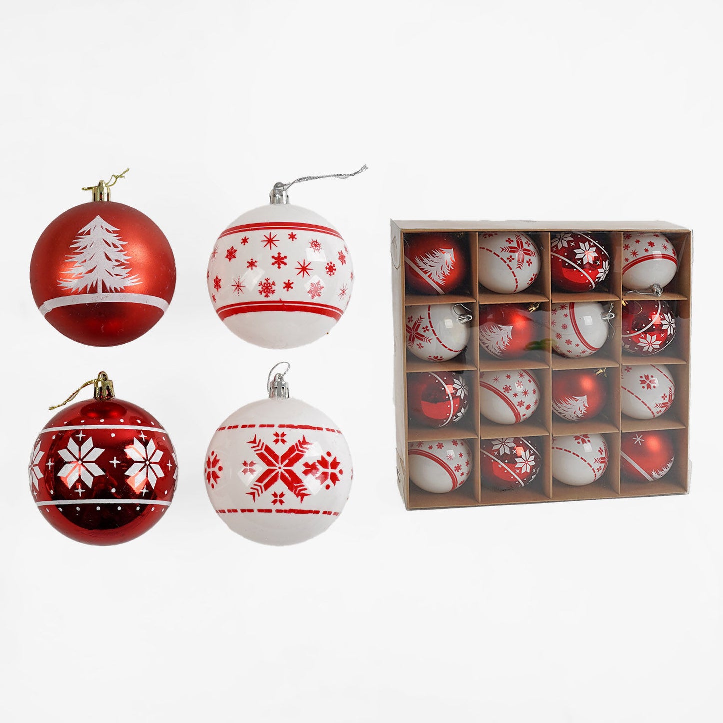C 67491 Christmas Ball Ornaments, 7 cm Diameter, 16 pcs