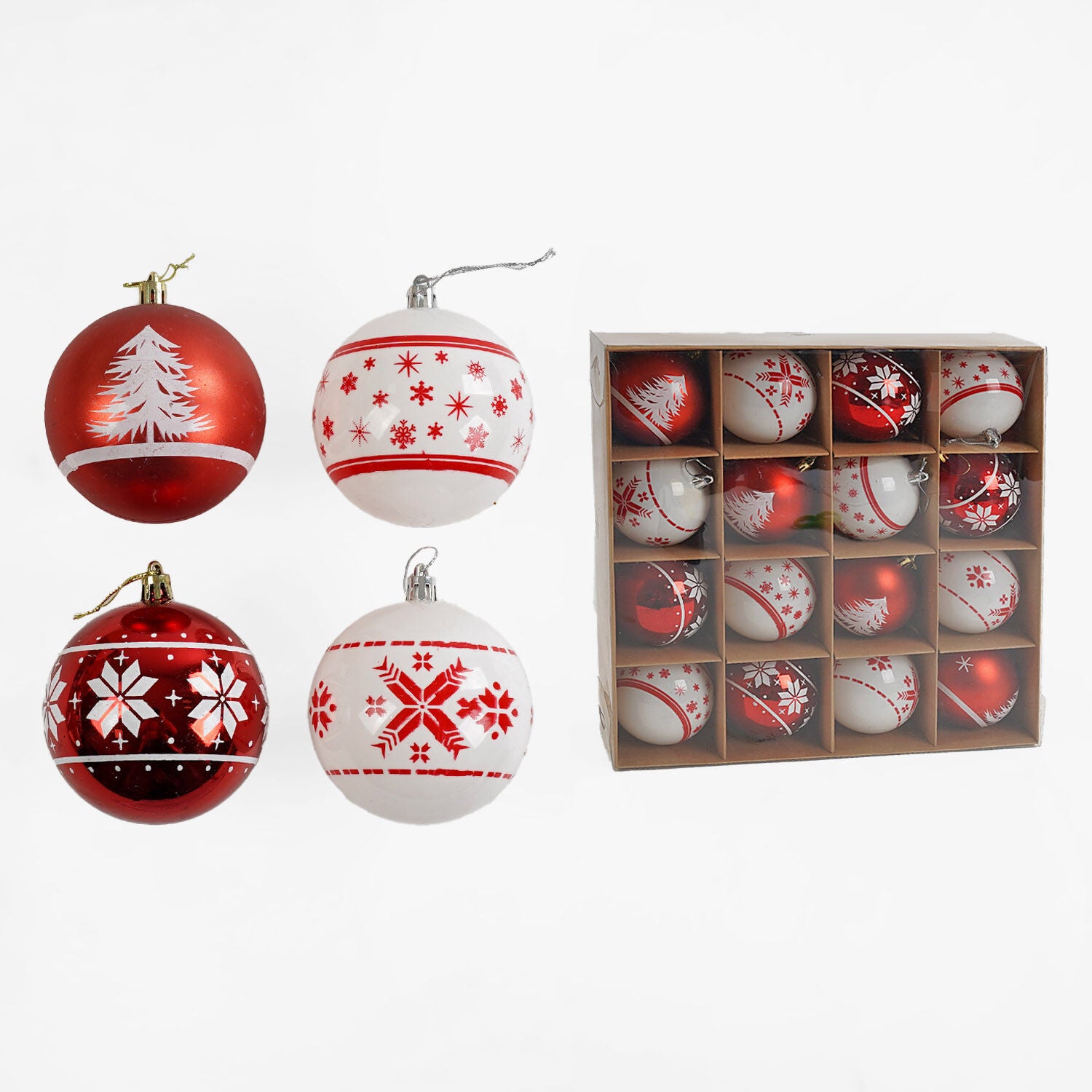 C 67491 Christmas Ball Ornaments, 7 cm Diameter, 16 pcs