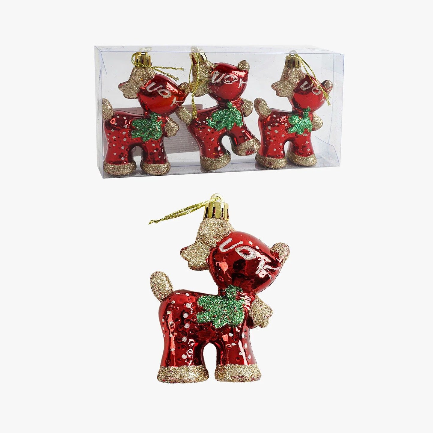 C 67238 Reindeer Christmas Ornaments, 3 pcs