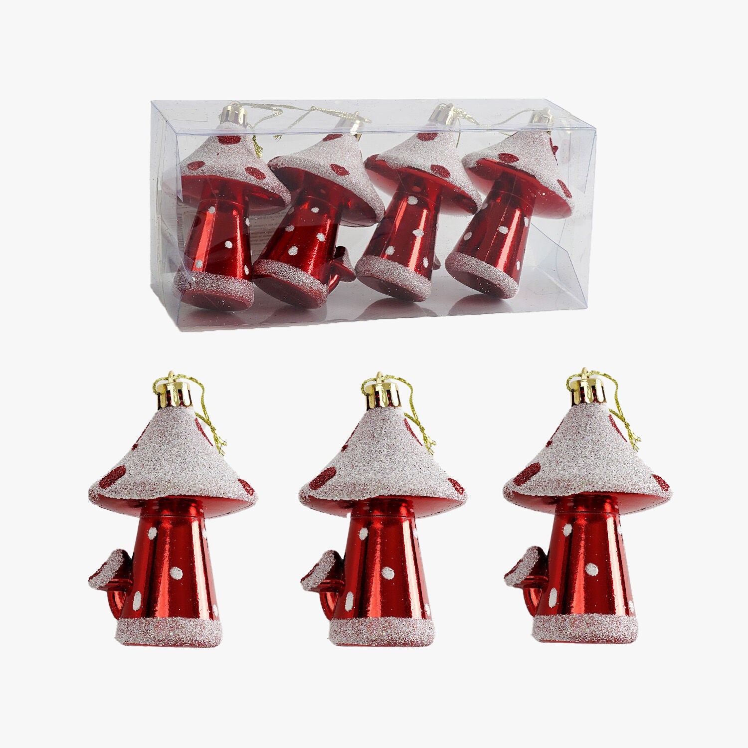 C 67192 Mushroom Christmas Ornaments, 9.5 cm, 4 pcs