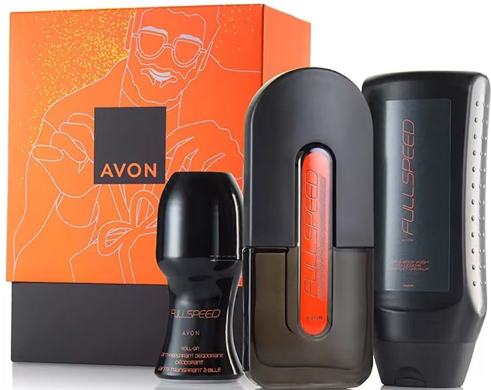 Avon Full Speed Men's Gift Set: Eau de Toilette 75 mL, Shower Gel 250 mL & Roll-On Antiperspirant 50 mL