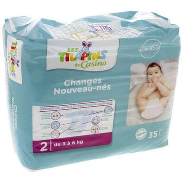 Les Tilapins de Casino Size 2 Baby Diapers, 3-6 kg, 35 pcs - Image 2