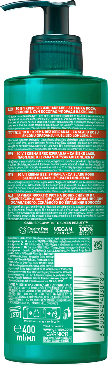 Garnier Fructis Full Strength Growth 10-in-1 Leave-In Treatment, 400 mL - Image 2