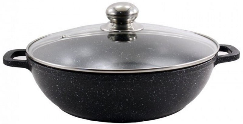 Zauberg 0528-BL Marble-Coated Dutch Oven with Lid, 28 cm, 4.1 L