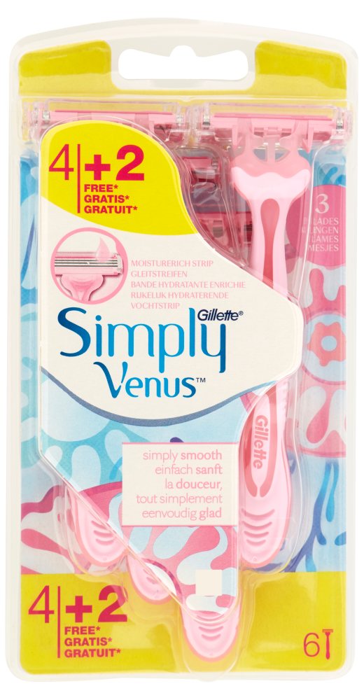 Gillette Simply 3 Venus Disposable Razors, 4 + 2 pcs