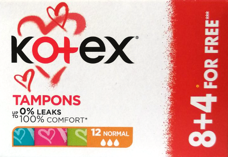 Kotex Normal Tampons, 8 + 4 pcs