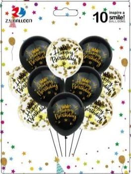 1212-10-3 Happy Birthday Balloon Set, 10 x 30 cm, 10 pcs
