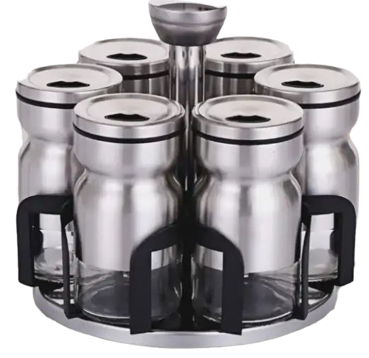 Empire EM3171 Spice Container Set on Round Rack, 6 pcs