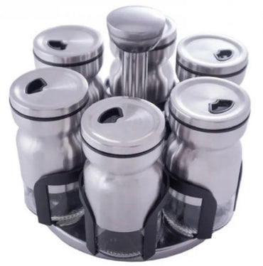 Empire EM3171 Spice Container Set on Round Rack, 6 pcs - Image 2