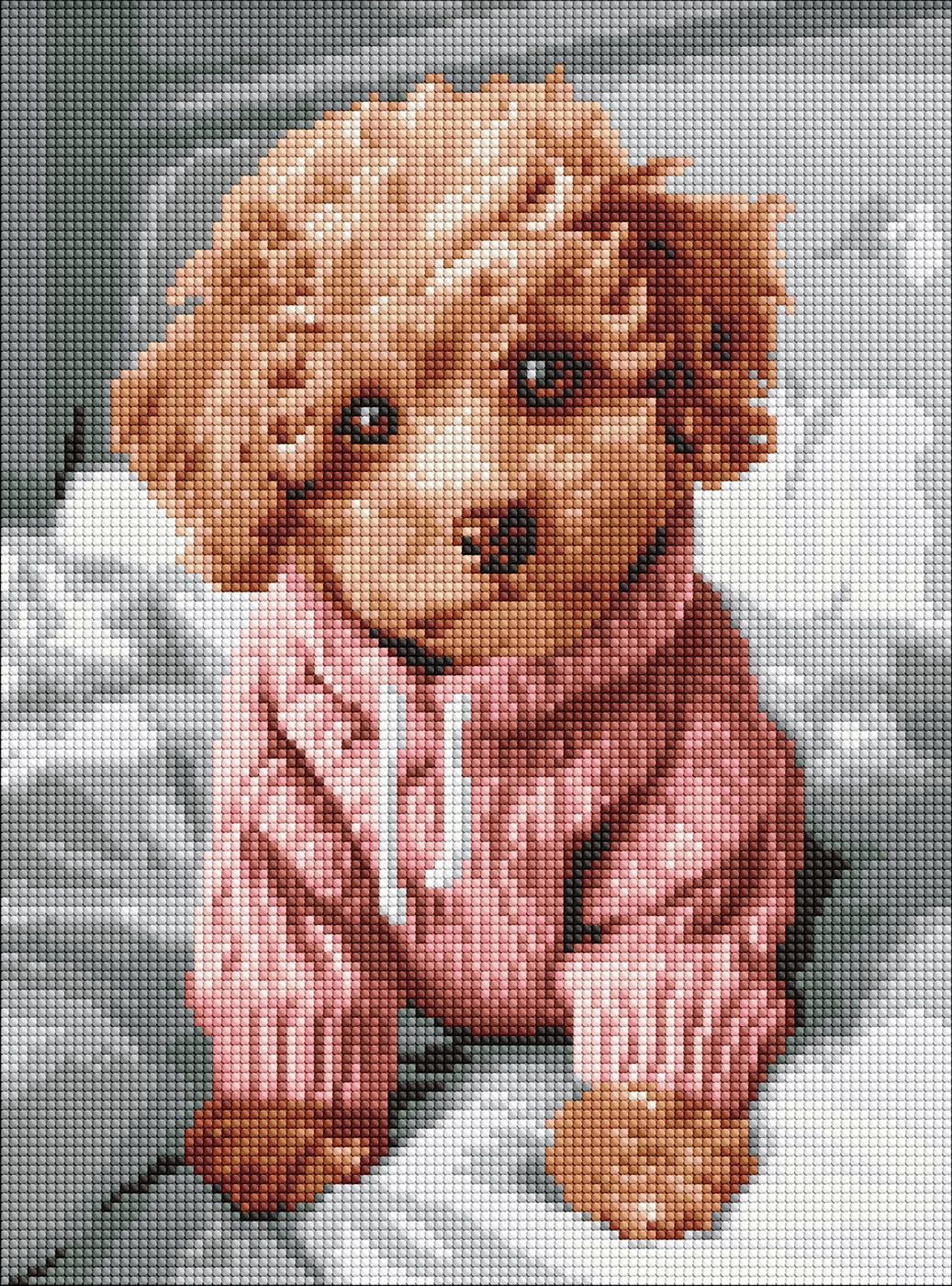 Ideyka AMO8138 Charming Maltipoo Diamond Mosaic Craft Set, 30 x 40 cm