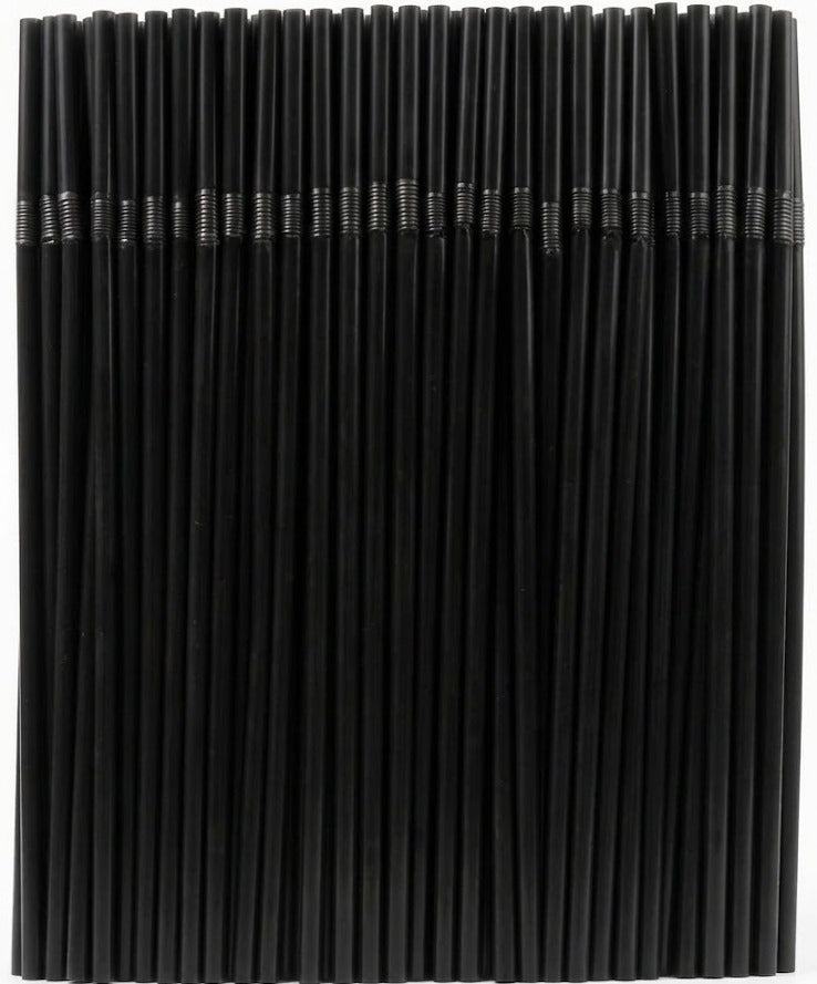 Black Flexible Straws, 21 cm, 170 pcs