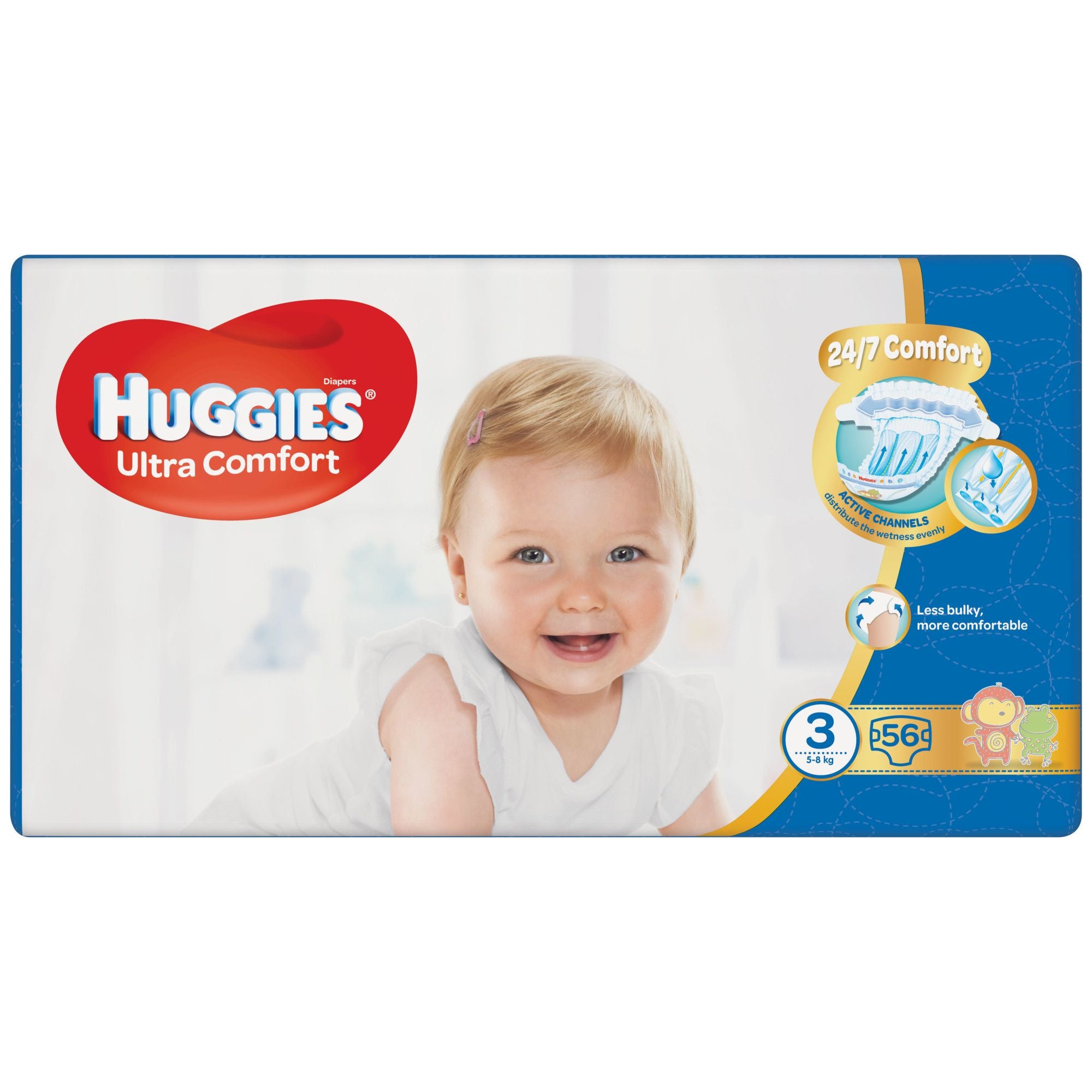 Huggies Ultra Comfort 3 Jumbo Pack Baby Diapers, 56 pcs, 5-8 kg