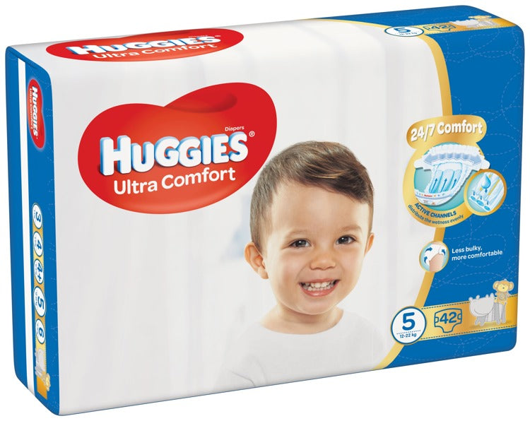 Huggies Ultra Comfort 5 Jumbo Pack Baby Diapers, 42 pcs, 12-22 kg