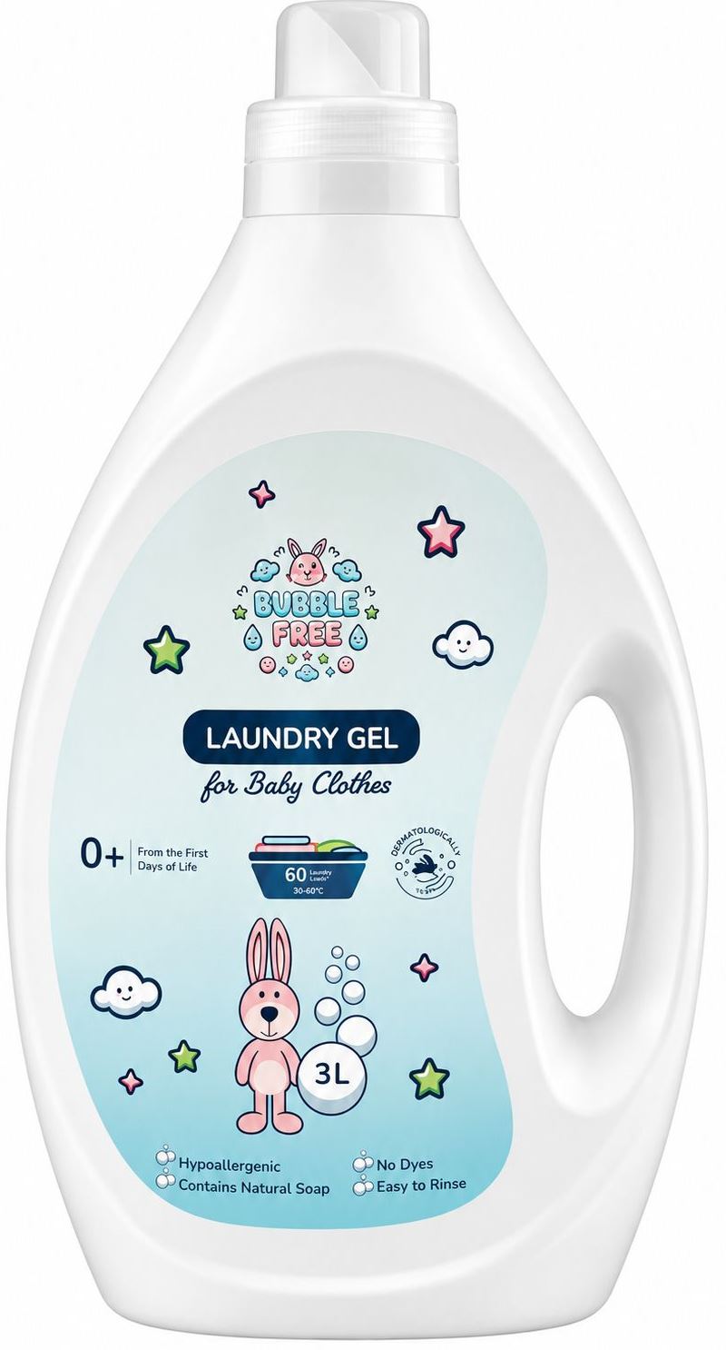 Bubble Free Baby Liquid Laundry Detergent, 60 Loads, 3 L