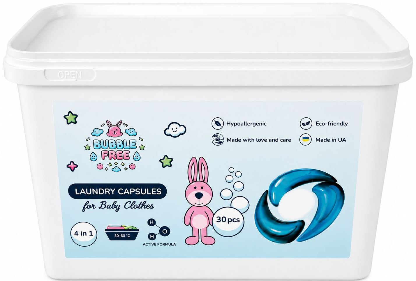 Bubble Free Kids' Laundry Detergent Pods, 30 pcs (Price per 1 pc)