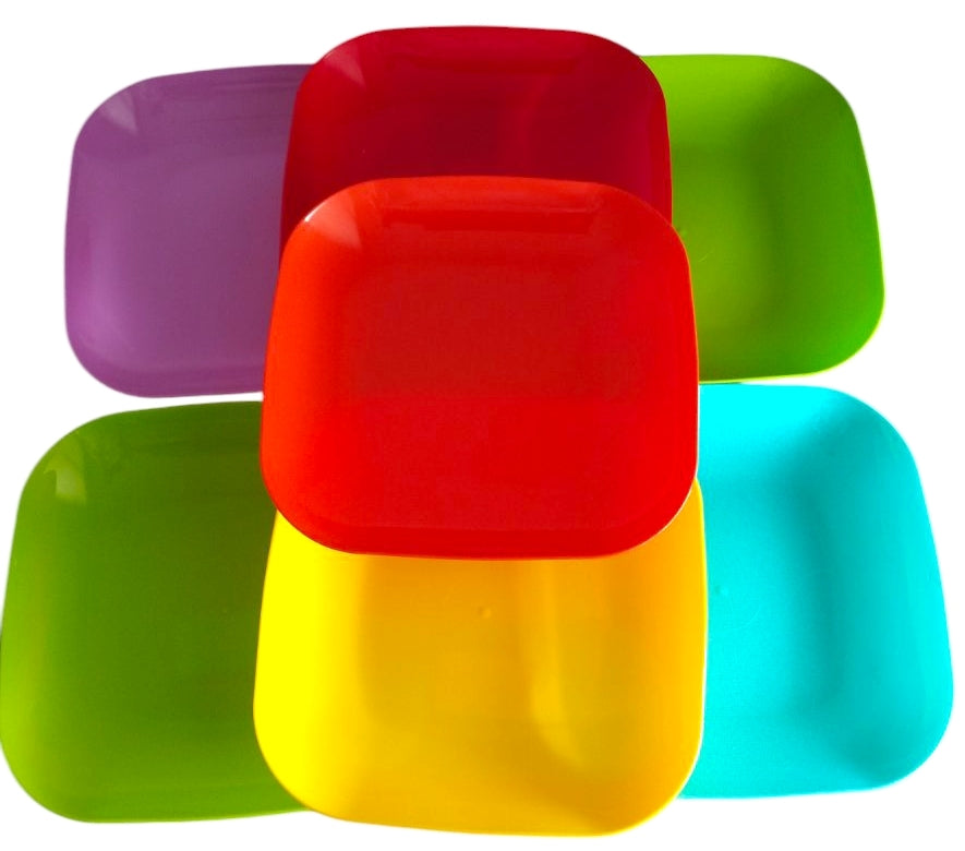 Plastic Plate, 185 x 185 x 25 mm, Assorted Colors